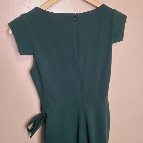 Bebe Side Slit Wideleg Jumpsuit Green Tie Waist - Picture 7 of 14
